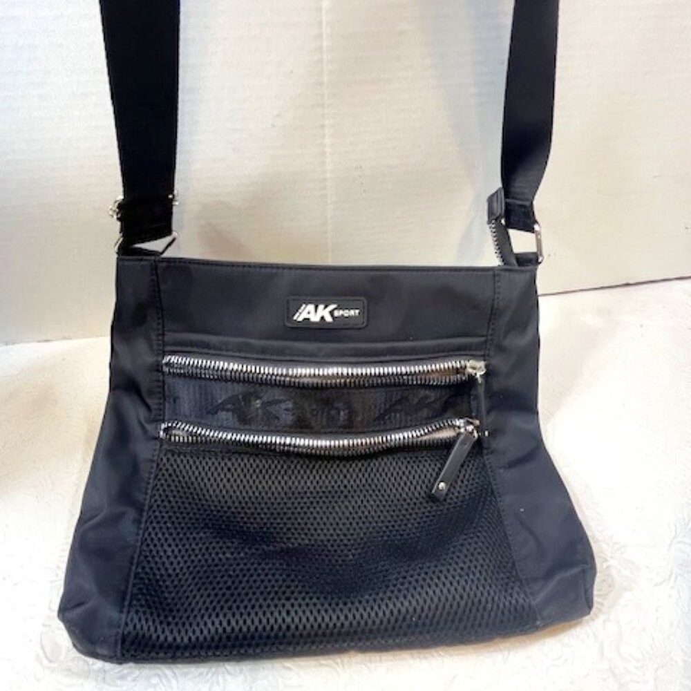 Anne Klein AK Sport Crossbody Shoulder Bag Purse Black Adjustable Strap